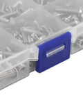 RC Car Screw Kit 451Pcs Stainless Steel Fastener Set in clear storage box with blue latch for 1/5 scale cars and trucks.