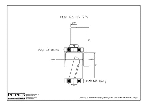 Technical drawing of Mega Flush Trim Router Bit Set With Carbide Tips, Heavy Duty CNC Machined Steel, for Handheld Wood Routers.