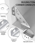 30 Pcs Corner Brackets for Wood and Metal Right Angle Braces with Screws, showing stainless steel connectors and design features.