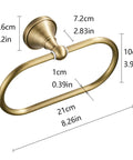 Oval Towel Ring Brushed Bronze Antique Brass Finish Wall Mounted Hand Towel Holder dimensions labeled