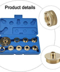 Heavy Duty Solid Brass Router Base Plate Set With Ten Metric Guide Bushings And No Sweat Centering Pin For Craftsman Routers in blue case.
