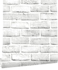 Brick Wallpaper Peel And Stick 3D Faux Brick Self Adhesive Removable Wallpaper Backsplash For Walls White And Gray Waterproof Thick