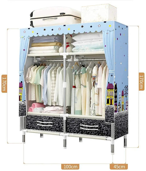 No Tools Needed Quick Snap Together Folding Wardrobe Portable Clothes Hanging Organizer Space Saving Storage Rack For Hallway Guest Room Living Bedroom Easy Setup Compact
