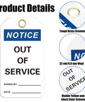 Out Of Service Notice Tags Kit With 30 White 5.5 By 3 Inch Signs In 32 Mil Vinyl Material And 30 Heavy Duty Cable Ties For Quick Equipment Maintenance