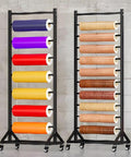 Heavy Duty Five Tier Rolling Wire Spool Rack For 3D Printer Filament Organizer With Slick Rollers Shop Storage Solution Keeps Your Workspace Legit And Hassle Free In Matte Black with colorful spools.
