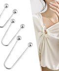 Two Pack Metal Spiral Fasteners Double Head Brooch Clips Secure Clothing And Shawl Collars Keeping Loose Garments Locked Down With Zero Drama This Everyday Staple Is A Total Game Changer For Anyone On The Go, featuring silver clips on a blouse.