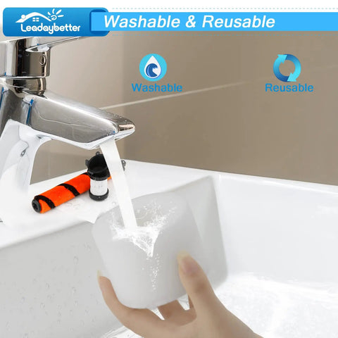 Person washing Shark Duoclean Vacuum Filter Replacement For Shark Ion Flex Duo Clean Series And Rocket under faucet