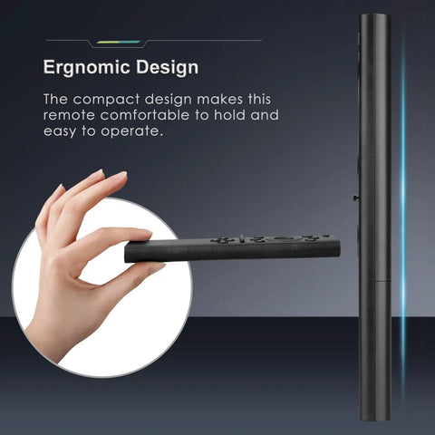 Side view of Universal Smart TV Remote Control For All LED LCD QLED UHD SUHD HDR Frame Curved 4K 8K 3D Replacement ergonomic design.