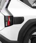 Premium ABS EV Charging Port Cover Trim For Hyundai Kia EV9 2024 To 2025 featuring carbon fiber design on vehicle side.