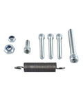 Bolts, nuts, and a spring from the Spring Loaded Chain Tensioner For 49cc 66cc And 80cc 2 Stroke Motorized Bikes kit.
