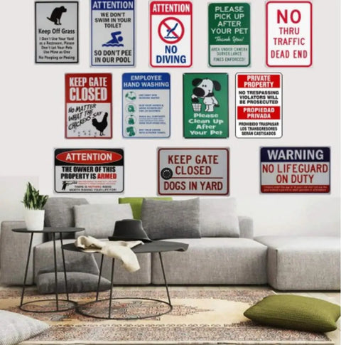 Heavy Duty Metal Yard Sign That Points Delivery Guys Straight To Your Front Door Halts Porch Pirate Shenanigans Cold Easy Hang Outdoor Package Direction Plaque For Houses 12 X 8 hanging on a wall with various warning signs.