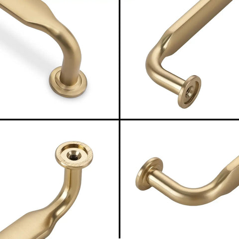 Close-up of Champagne Bronze Cabinet Pulls 3-3/4 Inch 96mm 10 Pack Kitchen Cabinet Handles Drawer Pulls Hardware for a Modern Easy Upgrade