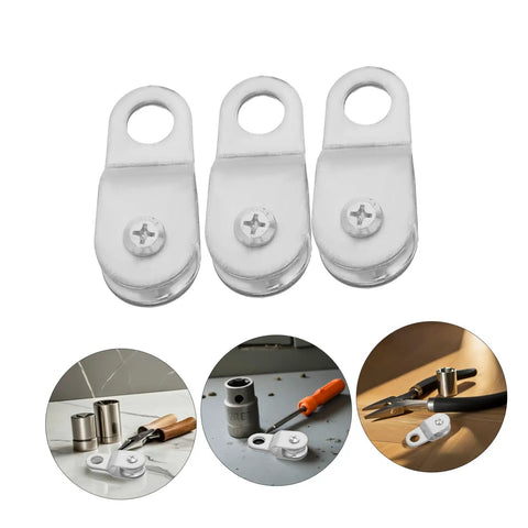 12 Piece Set Heavy Duty Load Lifting Pulley Blocks For 6mm Rope With Aluminum Coated Zinc Cable Pulleys Lightweight Swivel Bearing Rugged Outdoor Rigging Gear For Adventure, three pulleys