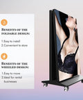 No Hassle Plug And Play 80 Inch Vertical Led Display, Floor Standing Digital Signage Screen showing foldable design benefits.