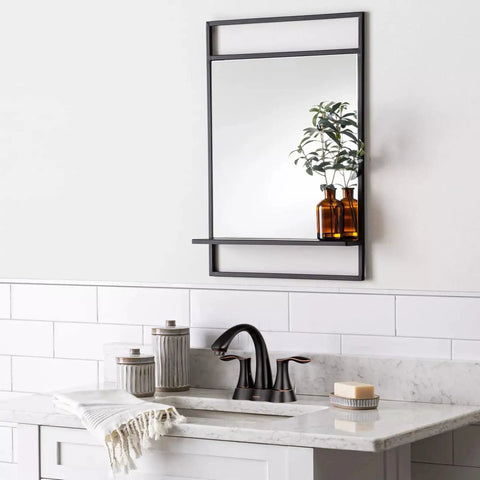 Oil Rubbed Bronze Two Handle 4 Inch Centerset Bathroom Faucet With Pop Up Drain And Included Supply Lines on marble vanity