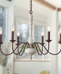 Six Light Farmhouse Chandelier With Dope Vintage Candle Design Rustic Industrial Pendant Lighting In White And Dark Brown