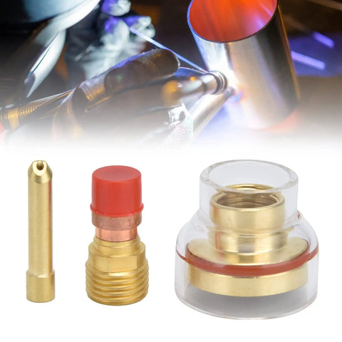 Glass Nozzle For Argon Welding Torch 1.6mm TIG Kit With Brass Collet Set, Pro Grade TIG Torch Accessories WP17 WP18 WP26
