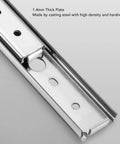 Close-up of 2 Pack 200mm Drawer Slide With 27mm Width 3 Section Full Extension And Double Layer Ball Bearings in steel.