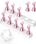 Nail Art Display Stand for Practice and DIY Nails, Magnetic Pro Grade Nail Holder with Double Sided Tape, Easy Home Salon Stand
