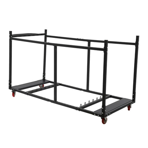 Heavy Duty Folding Table Cart For Easy Transport And Storage Hauls Up To 10 Tables With Locking Casters, black steel frame