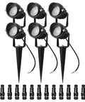 6 Pack 10W Low Voltage LED Landscape Lights Outdoor Spotlight 12V Warm White 1000 Lumens Waterproof Uplight Kit with connectors