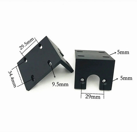 Black metal L brackets with measurements for mounting Beefy Torque 775 DC Motor For Electric Tools 12V 24V 36V.