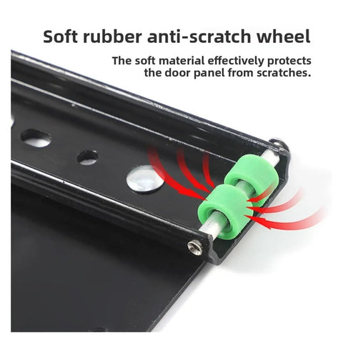 Heavy Duty Side Mount Ball Bearing Drawer Slides With Dead Silent Smooth As Butter Glide For Full Extension Cabinets And Deep Drawers Built Tough For Heavy Daily Loads, showing soft rubber anti-scratch wheel.