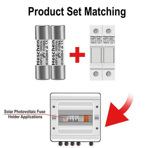 PV Solar Fuse Holder 2 Pole DIN Rail Mount For 10 X 38mm Fuses HSPV-30D with installation diagram