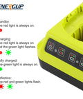 18V Ryobi Replacement Charger with LED status lights for P100 P102 P103 P105 P107 P108 P117 P118 And 18V MAX One Plus Batteries