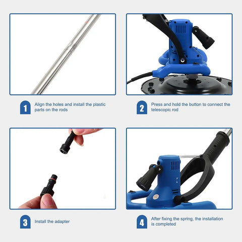 Assembly steps for Powerful 1680W Electric Concrete Polishing Machine With Extension Rod and 90 Degree Trowel Head Three Handle Design