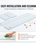 Glass Wind Guard For Fire Pit 38 X 10.5 X 6 Inches kit showing glass panels, brackets, and screwdriver for assembly.