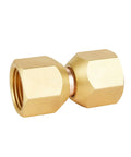 Two Piece Female Flare Swivel Brass Adapter For 3 8 Inch Flare Fittings Solid Brass Construction Built To Last Corrosion Resistant Not For Potable Water Fuel Oil Air Propane LP Natural Gas Temperature Range Minus 65 To 250 Degrees Fahrenheit, close-up