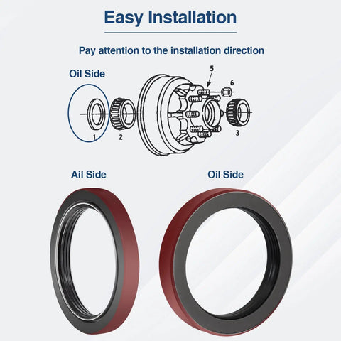 Diagram with 4 Pack Beefed Up Trailer Hub Unitized Oil Seals For Dexter 9K 10K GD Axles Oil Bath Seals installation guide.