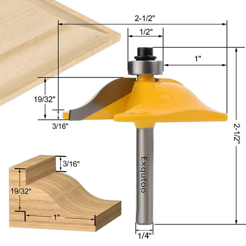 Three Piece One Quarter Inch Shank Router Bit Set For Raised Panel Cabinet Doors And Window Frames Cemented Carbide Woodworking Bits
