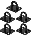 Heavy Duty Stainless Steel Pad Eye Plate Wall Mount Hook Kit with 3mm thick brushed surface, set of 5 in black finish