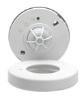 360 Degree Ceiling Occupancy Sensor with 3 Detectors, showing PIR motion light switch and adjustable settings on white base.