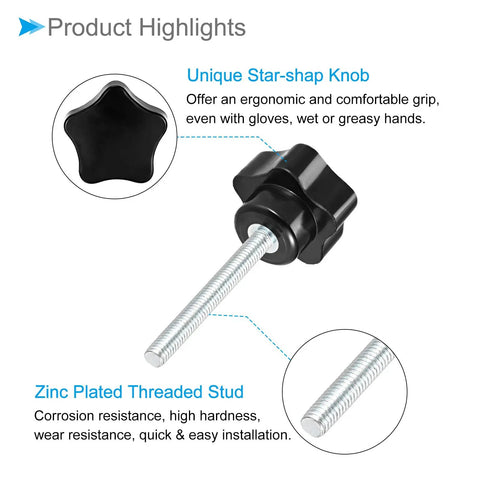 Star Shaped Clamping Knobs M5 By 45Mm Thread 24Mm Head Plastic Thumb Screws Grip Hand Knobs For Lathe Machinery