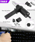 211Pcs Black Alloy Steel Electric Rivet Gun Adapter Kit with rivet heads and handle shown in detail; used for fastening