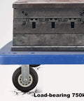 Heavy Duty Swivel Rubber Caster Wheels Double Lock Brake Alloy Bracket Silent Roll 750 KG Load Capacity under heavy load on flatbed cart.