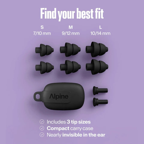 PartyPlug Pro Natural Music Ear Plugs For Concerts Parties And Festivals With Advanced Acoustic Filter and carry case sizes
