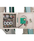 Heavy Duty 10 Horsepower 3 Phase Cyclone Dust Collector control panel showing wiring and circuit board for efficient operation.