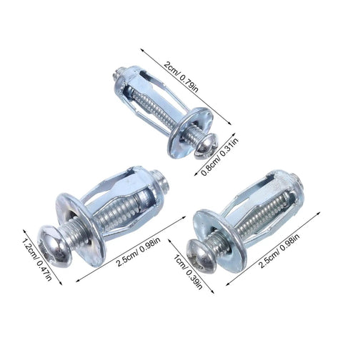 Beefy Heavy Duty Metal Expansion Bolt Kit 35 Piece Petal Nut Fasteners For Hollow Wall And Plasterboard M4 M5 M6 Secure Fastening For Home Repairs DIY Projects And Installations. chrome expansion bolts with size markings