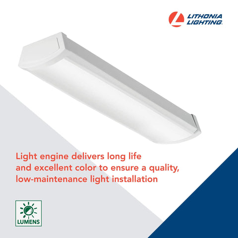 2 Foot LED Wraparound Ceiling Light Fixture, Low-Profile Flush Mount, 24-Inch, 4000K Cool White, MVOLT, side view