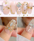 DIY Mani Pros Will Love Mixed Sizes Nail Beads Kit With Magnetic Pen And Tweezers For Nail Art, showcasing gold and silver caviar beads.