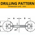 Heavy Duty Countertop Connectors Plug And Play Bed Rail Joiners 12 Pack drilling pattern diagram with dimensions.