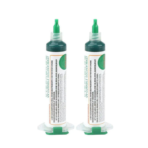 Two Pack Green Solder Mask Ink For PCB Repair And Wire Stabilization, Slow Solidifying Insulation, bottles with green nozzles