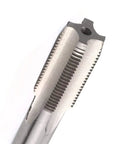Close-up of M14 X 1.25 Metric HSS Tap, part of the tap and die threading kit, showing thread detail and high-speed steel material.