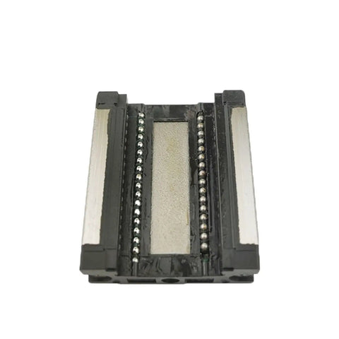 Top Tier Linear Guide Rail Slider With Smooth Glide Action SHW12CRM GK Block Carriage showing ball bearings and metal rail for CNC robotics.