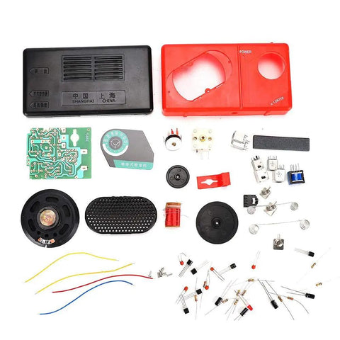 Electronic DIY Radio Kit With 3V 6 Tube S66E Classic Circuit parts layout showing components for soldering practice