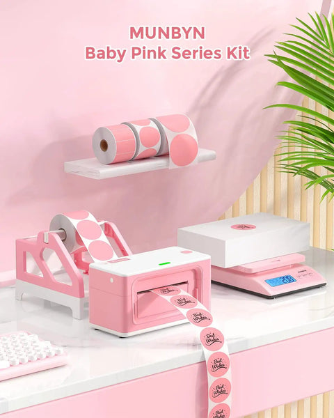 Heavy Hitter Universal Thermal Shipping Label Holder And Fan Fold Roll Organizer No Sweat Paper Dispenser Stand Pink Fits Your Favorite Printers